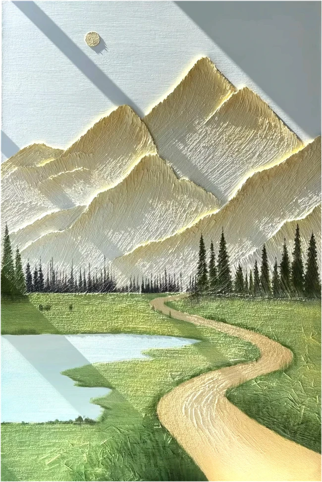 Textured mountain art painting