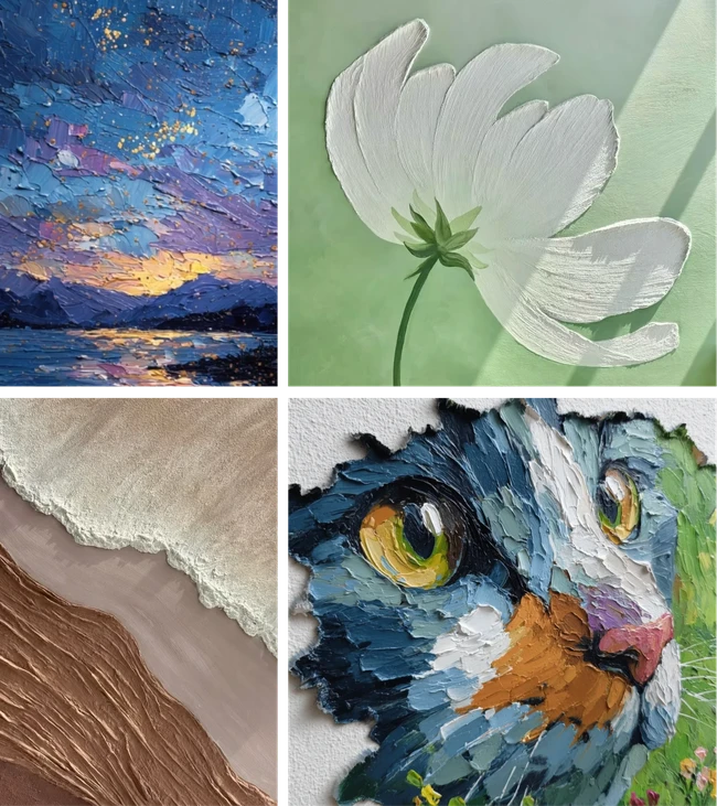 Various textured art paintings