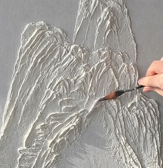 Close-up of textured mountain art